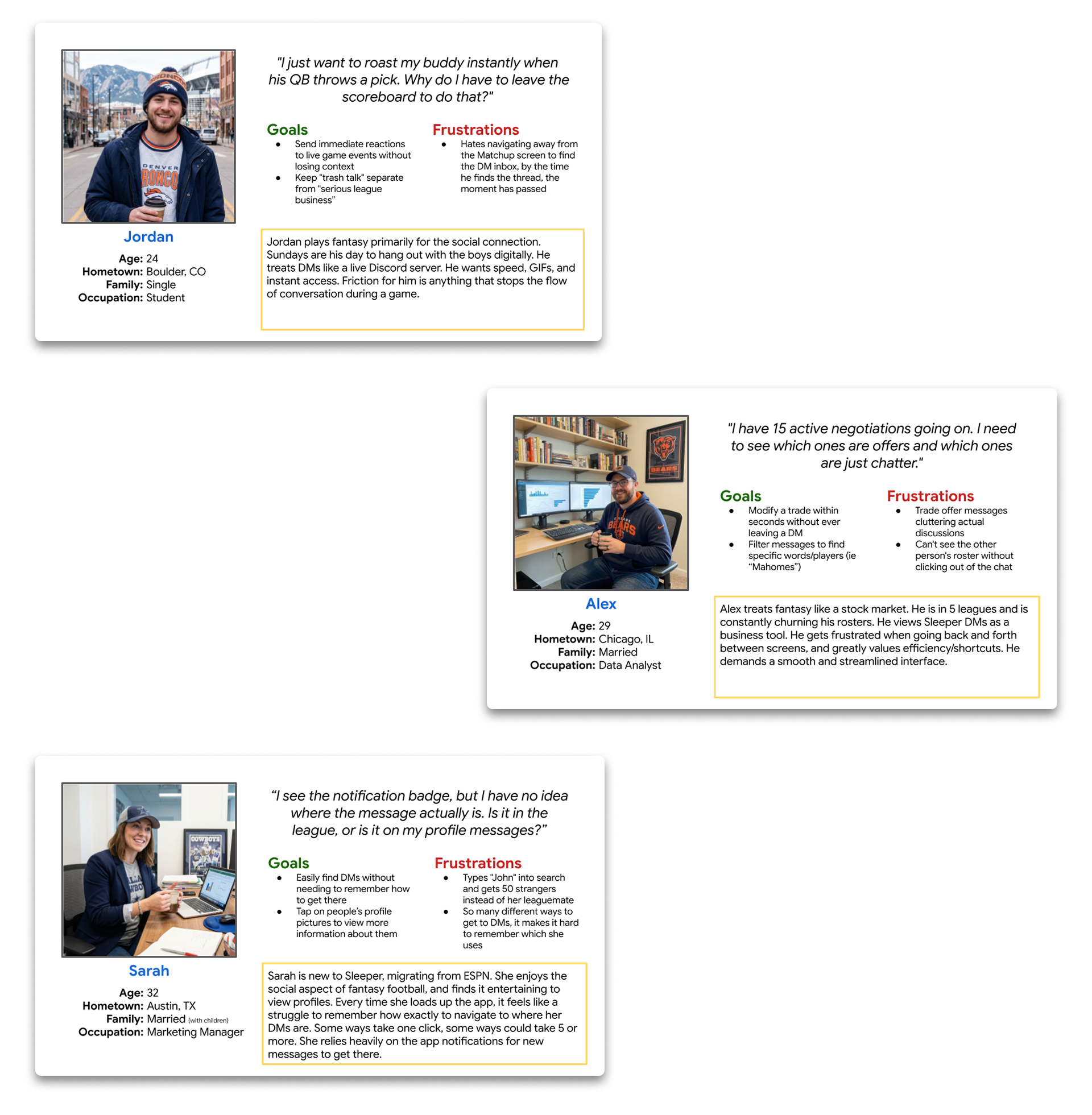 Proto-Personas: The Social Butterfly vs The Power User vs The Social Casual.